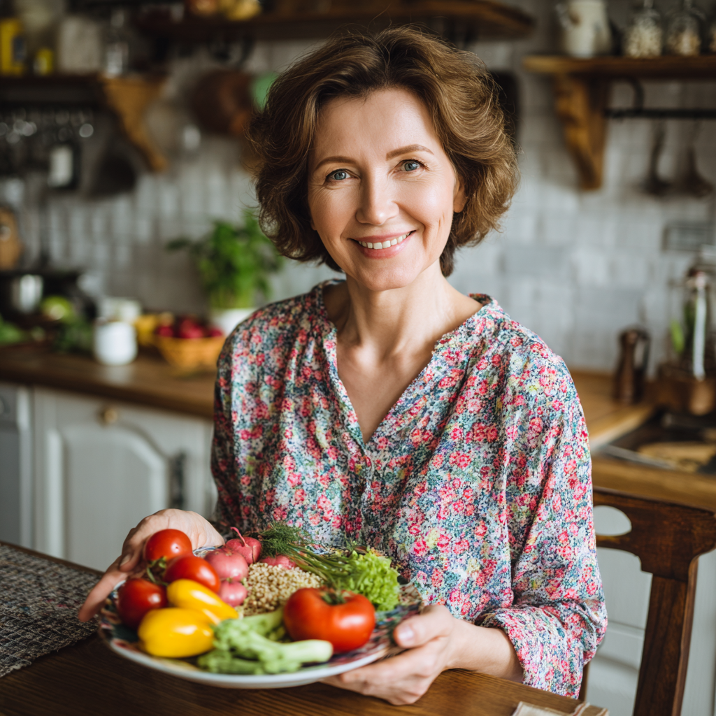 Elderly Ukrainian couple smiling while drinking water from glass bottles outdoors in a garden setting